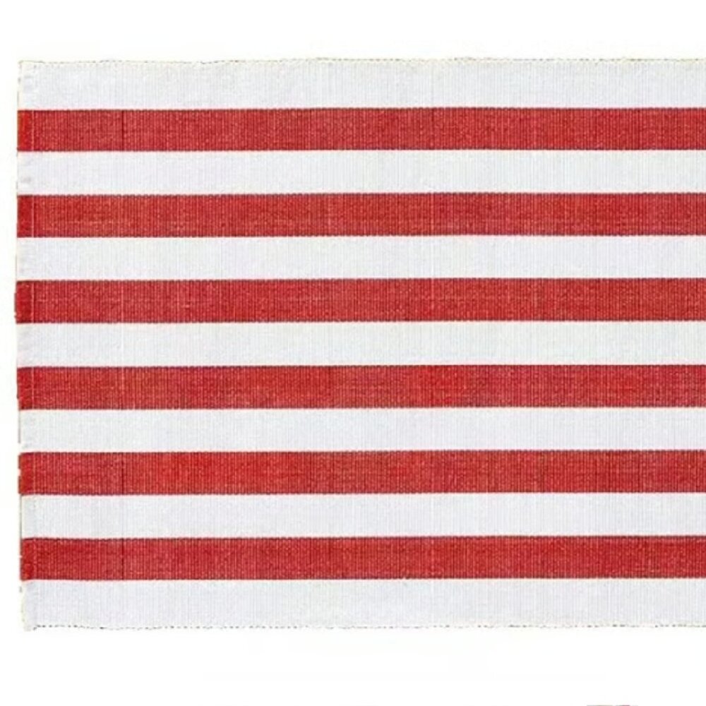 NEW S4 Pottery Barn Tabletop RED Raney Bold Striped Cotton Placemats Wide Stripe